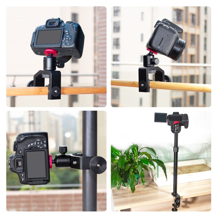 PULUZ Heavy Duty C Clamp Camera Clamp Mount with 1/4 inch Screw for GoPro, Insta360, DJI and Other Action Cameras