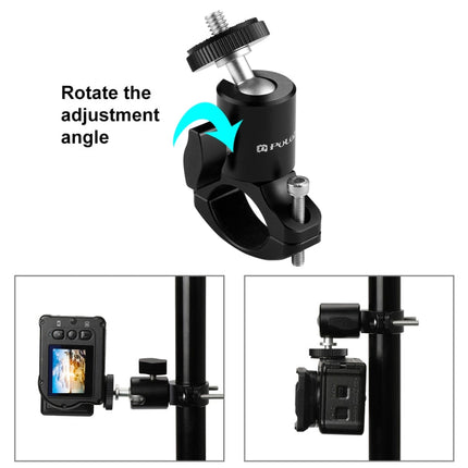 PULUZ Bike Aluminum Handlebar Tripod Ball Head Adapter Mount for GoPro HERO10 Black / HERO9 Black / HERO8 Black /7 /6 /5 /5 Session /4 Session /4 /3+ /3 /2 /1, DJI Osmo Action, Xiaoyi and Other Action Cameras, Ball Head Mount