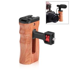 PULUZ 1/4 inch Screw Universal Camera Wooden Side Handle with Cold Shoe Mount for Camera Cage Stabilizer, 1/4 inch Screw(Bronze), 1/4 inch Screw(Black)