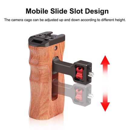 PULUZ 1/4 inch Screw Universal Camera Wooden Side Handle with Cold Shoe Mount for Camera Cage Stabilizer, 1/4 inch Screw(Bronze)