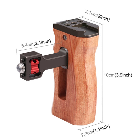 PULUZ 3/8 inch Screw Universal Camera Wooden Side Handle with Cold Shoe Mount for Camera Cage Stabilizer, 3/8 inch Screw(Bronze)