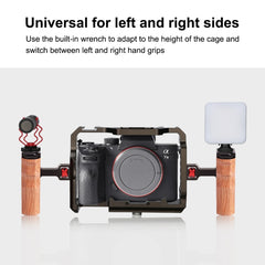 PULUZ 3/8 inch Screw Universal Camera Wooden Side Handle with Cold Shoe Mount for Camera Cage Stabilizer, 3/8 inch Screw(Bronze)