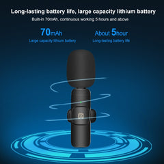 PULUZ Wireless Lavalier Noise Reduction Reverb Microphone for 8-Pin Device, Support Phone Charging