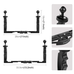 PULUZ Dual Handles Aluminium Alloy Tray Stabilizer for Underwater Camera Housings, Light Aluminium Tray Stabilizer(Red), Light Aluminium Tray Stabilizer(Black)