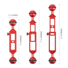 PULUZ 7.9 inch 20cm Adjustable Aluminum Alloy Dual Balls Arm with 1/4 Thread, Ball Diameter: 25mm, 7.9 inch(Red)