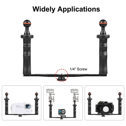 PULUZ Dual Handles Aluminium Alloy Tray Stabilizer for Underwater Camera Housings, B Type Alloy Tray Stabilizer(Black)
