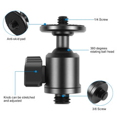 PULUZ 3/8 inch Outer Screw Metal Tripod Ball Head Adapter with Knob Lock