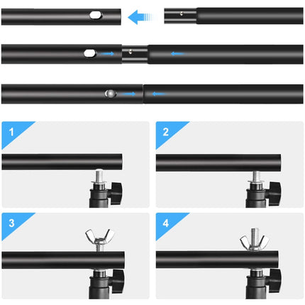 2 x 2m Photo Studio Background Support Stand Backdrop Crossbar Bracket, 2 x 2m