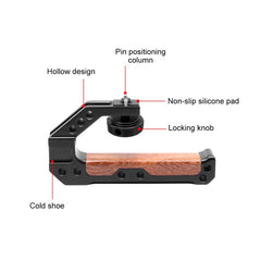 PULUZ 3/8 inch Camera Wooden Top Handle with Cold Shoe Mount, 3/8 Top Handle