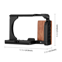 For Sony ZV-E10 PULUZ Wood Handle Metal Camera Cage Stabilizer Rig, For Sony ZV-E10