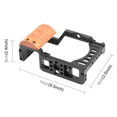 For Sony Alpha 7C / ILCE-7C / A7C PULUZ Wood Handle Metal Camera Cage Stabilizer Rig, For Sony Alpha 7C