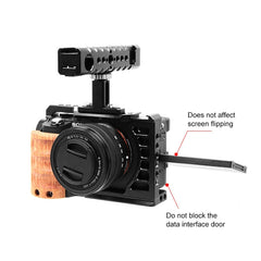 For Sony Alpha 7C / ILCE-7C / A7C PULUZ Wood Handle Metal Camera Cage Stabilizer Rig, For Sony Alpha 7C