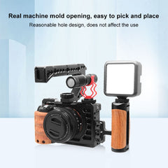 For Sony Alpha 7C / ILCE-7C / A7C PULUZ Wood Handle Metal Camera Cage Stabilizer Rig, For Sony Alpha 7C