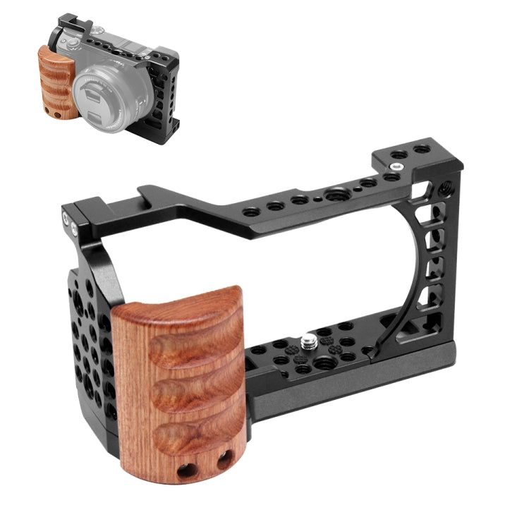 For Sony A6400 / A6300 / A6100 / 6000 PULUZ Wood Handle Metal Camera Cage Stabilizer Rig, For Sony A6400 / A6300