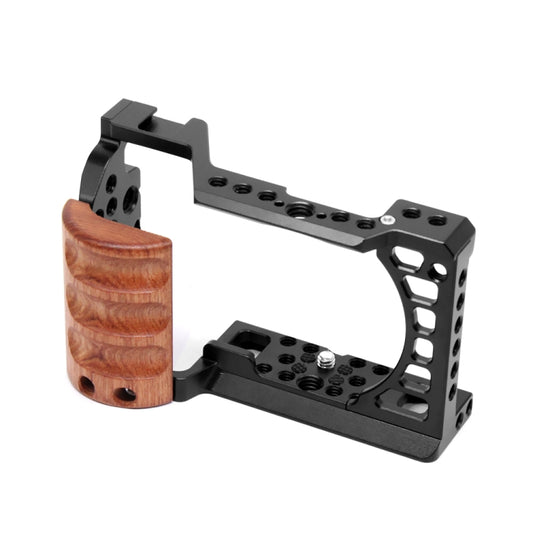 For Sony A6400 / A6300 / A6100 / 6000 PULUZ Wood Handle Metal Camera Cage Stabilizer Rig, For Sony A6400 / A6300