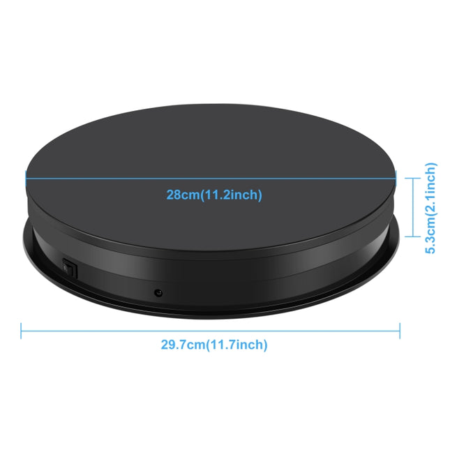 PULUZ 30cm Adjusting Speed Rotating Turntable Display Stand, Load 10-15kg, EU Plug, 30cm Load 10-15kg Black EU Plug, 30cm Load 10-15kg White EU Plug