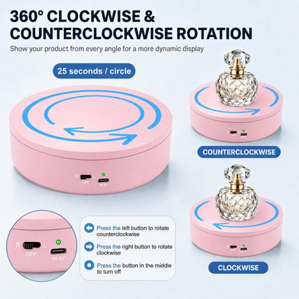 PULUZ 15cm Electric Rotating Display Turntable, 360 Degree Clockwise / Counterclockwise Props Turntable for Photography, Load 1-5kg, 15cm