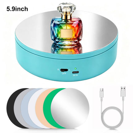 PULUZ 15cm Electric Rotating Display Turntable, 360 Degree Clockwise / Counterclockwise Props Turntable for Photography, Load 1-5kg, 15cm