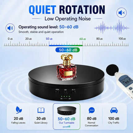 PULUZ 20cm Electric 360 Degree Rotating Display Stand Turntable, Speed / Angle / Direction Adjustable, Load 5-10kg, 20cm