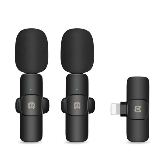PULUZ Wireless Lavalier Noise Reduction Reverb Microphones for iPhone / iPad, 8-Pin Receiver Dual Microphones
