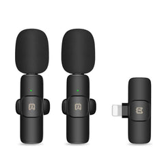 PULUZ Wireless Lavalier Noise Reduction Reverb Microphones for iPhone / iPad, 8-Pin Receiver Dual Microphones