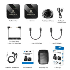 PULUZ 1 TX + 1 RX Wireless Lavalier Microphone, 1 TX + 1 RX