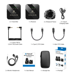 PULUZ 2 TX + 1 RX Wireless Lavalier Microphone, 2 TX + 1 RX