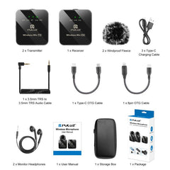 PULUZ 2 TX + 1 RX Wireless Lavalier Microphone