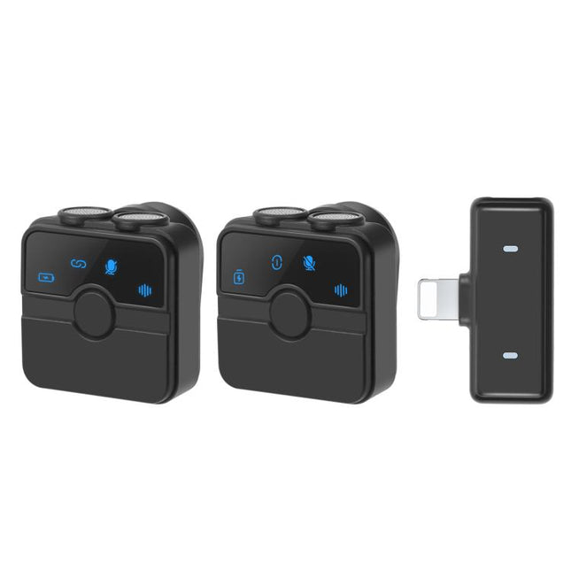 PULUZ Magnetic Lavalier Wireless Microphone with Charging Case Box, 8 Pin RX Receiver and 2 TX Microphones, 8 Pin 2 TX + 1 RX, with Charging Case Box