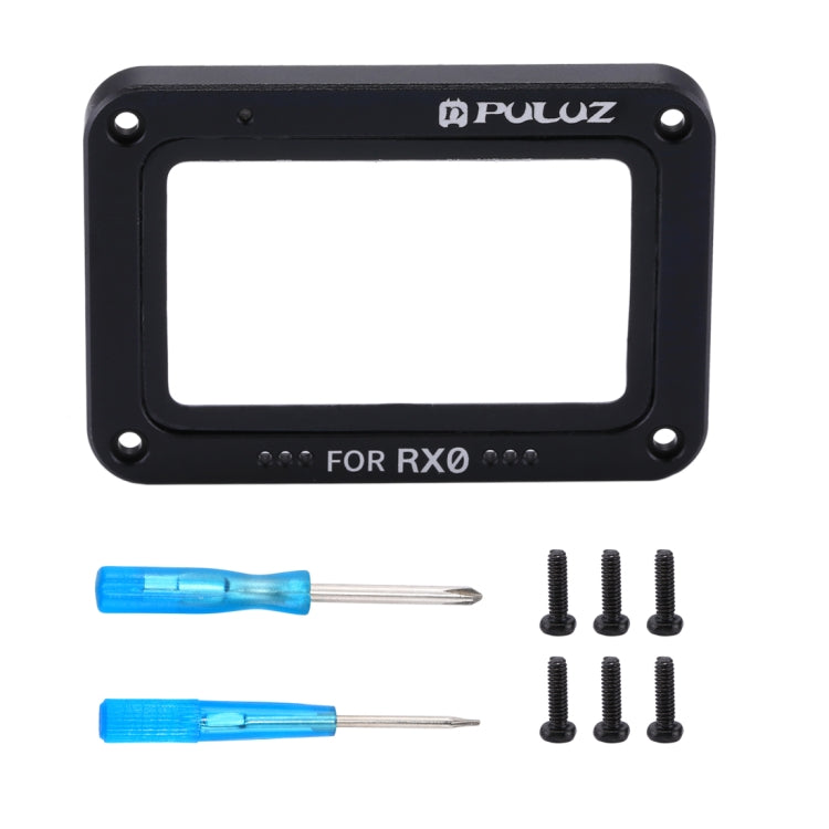 PULUZ Aluminum Alloy Flame + Tempered Glass Lens Protector for Sony RX0 / RX0 II, with Screws and Screwdrivers