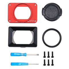 PULUZ Aluminum Alloy Front Panel + 37mm UV Filter Lens + Lens Sunshade for Sony RX0 / RX0 II, with Screws and Screwdrivers, Front Panel Red, Front Panel Black