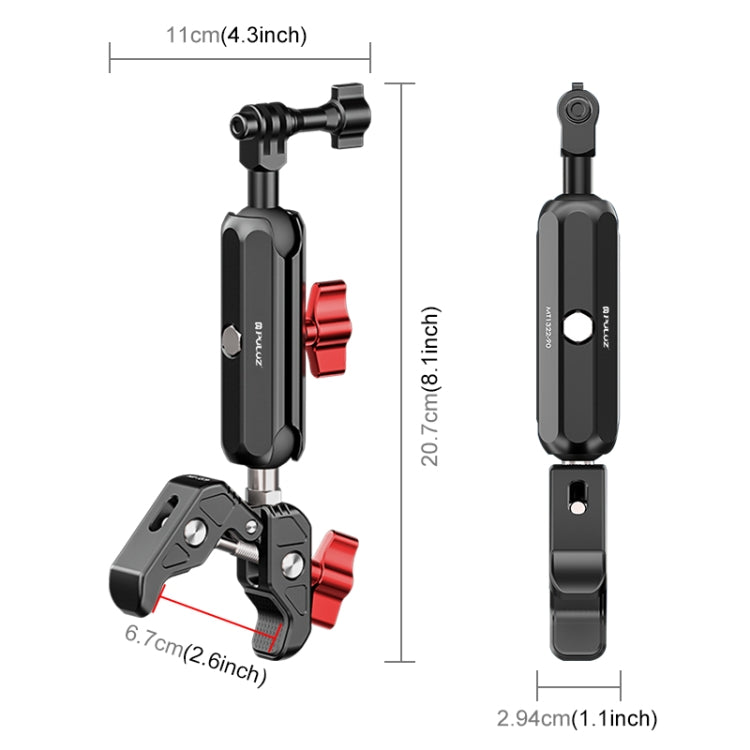 PULUZ Motorcycle Handlebar Crab Clamp Magic Arm Rod Mount