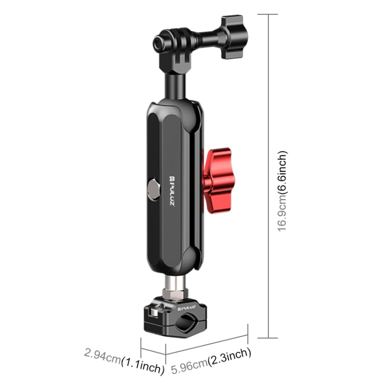 PULUZ Motorcycle Rearview Small Clamp Magic Arm Rod Mount