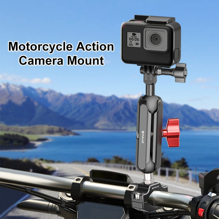 PULUZ Motorcycle Rearview Medium Clamp Magic Arm Rod Mount