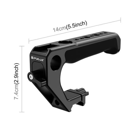 PULUZ Double-thread Metal Quick Release Top Handle with Cold Shoe for Camera Cage Stabilizer