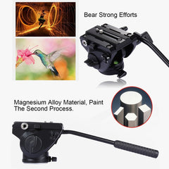PULUZ  Heavy Duty Video Camera Tripod Action Fluid Drag Head with Sliding Plate for DSLR & SLR Cameras, Large Size, Fluid Drag Head Black