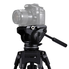 PULUZ  Heavy Duty Video Camera Tripod Action Fluid Drag Head with Sliding Plate for DSLR & SLR Cameras, Large Size, Fluid Drag Head Black