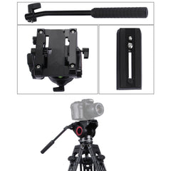 PULUZ  Heavy Duty Video Camera Tripod Action Fluid Drag Head with Sliding Plate for DSLR & SLR Cameras, Large Size, Fluid Drag Head Black