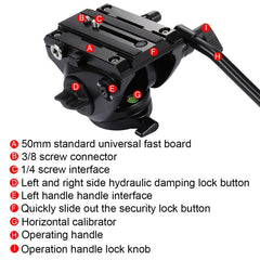 PULUZ  Heavy Duty Video Camera Tripod Action Fluid Drag Head with Sliding Plate for DSLR & SLR Cameras, Large Size, Fluid Drag Head Black
