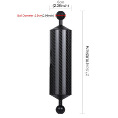 PULUZ 10.82 inch 27.5cm Length 60mm Diameter Dual Balls Carbon Fiber Floating Arm, Ball Diameter: 25mm, Buoyancy: 350g, 10 inch 350g Buoyancy