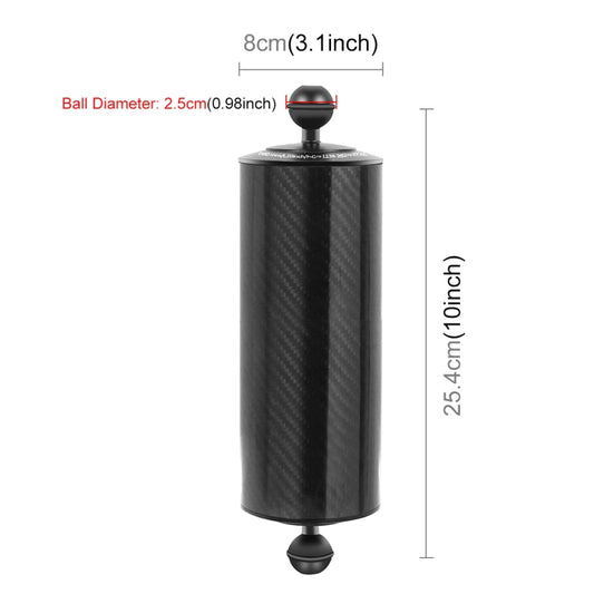 PULUZ 10.82 inch 27.5cm Length 80mm Diameter Dual Balls Carbon Fiber Floating Arm, Ball Diameter: 25mm, Buoyancy: 800g, 10 inch 800g Buoyancy