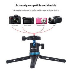 PULUZ Pocket Mini Adjustable Metal Desktop Tripod Mount with 360 Degree Ball Head for DSLR & Digital Cameras, Adjustable Height: 11-20.2cm, Tripod with Head(L)