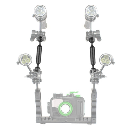 PULUZ 11 inch 28cm Length 20.8mm Diameter Dual Balls Carbon Fiber Floating Arm, Ball Diameter: 25mm, 11 inch Black