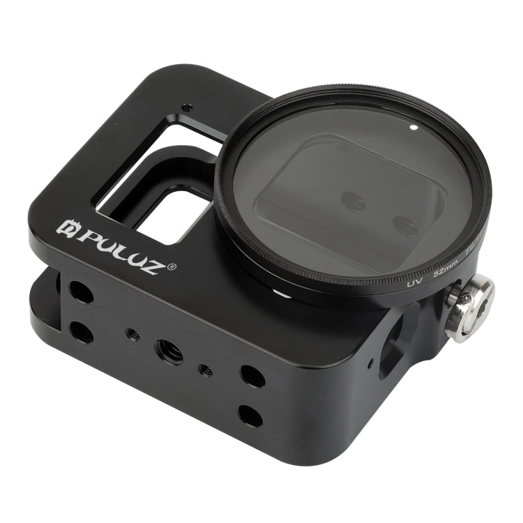 PULUZ Housing Shell CNC Aluminum Alloy Protective Cage with Insurance Frame & 52mm UV Lens for GoPro HERO8 Black