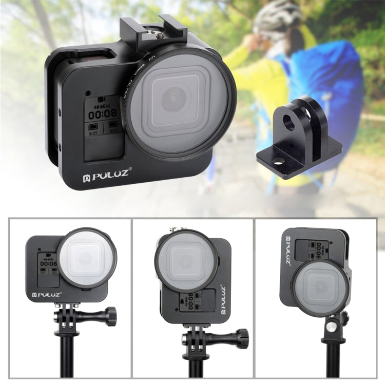 PULUZ Housing Shell CNC Aluminum Alloy Protective Cage with Insurance Frame & 52mm UV Lens for GoPro HERO8 Black