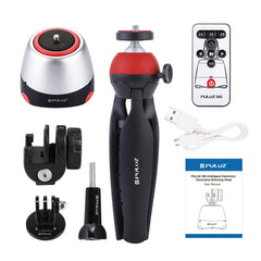 PULUZ Electronic 360 Degree Rotation Panoramic Head + Tripod Mount + GoPro Clamp + Phone Clamp with Remote Controller for Smartphones, GoPro Action Cameras