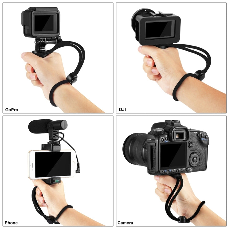 PULUZ Vlogging Live Broadcast Handheld Grip Selfie Rig Stabilizer ABS Tripod Adapter Mount with Cold Shoe Base & Wrist Strap, Handheld Grip