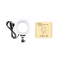 PULUZ 4.7 inch 12cm USB 3 Modes Dimmable LED Ring Selfie Beauty Vlogging Photography Video Lights with Tripod Ball Head