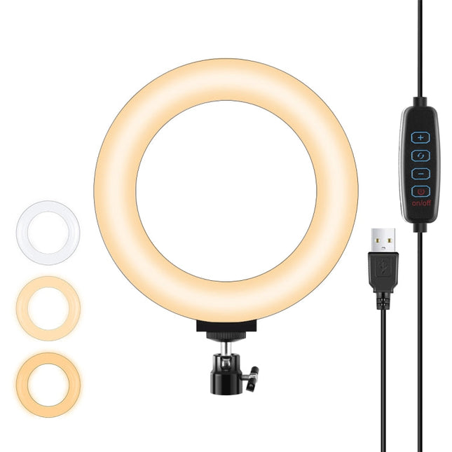PULUZ 6.2 inch 16cm USB 3 Modes Dimmable LED Ring Vlogging Photography Video Lights with Tripod Ball Head, 6.2 inch