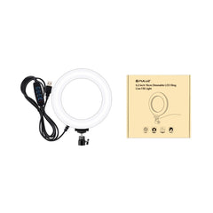 PULUZ 6.2 inch 16cm USB 3 Modes Dimmable LED Ring Vlogging Photography Video Lights with Tripod Ball Head, 6.2 inch